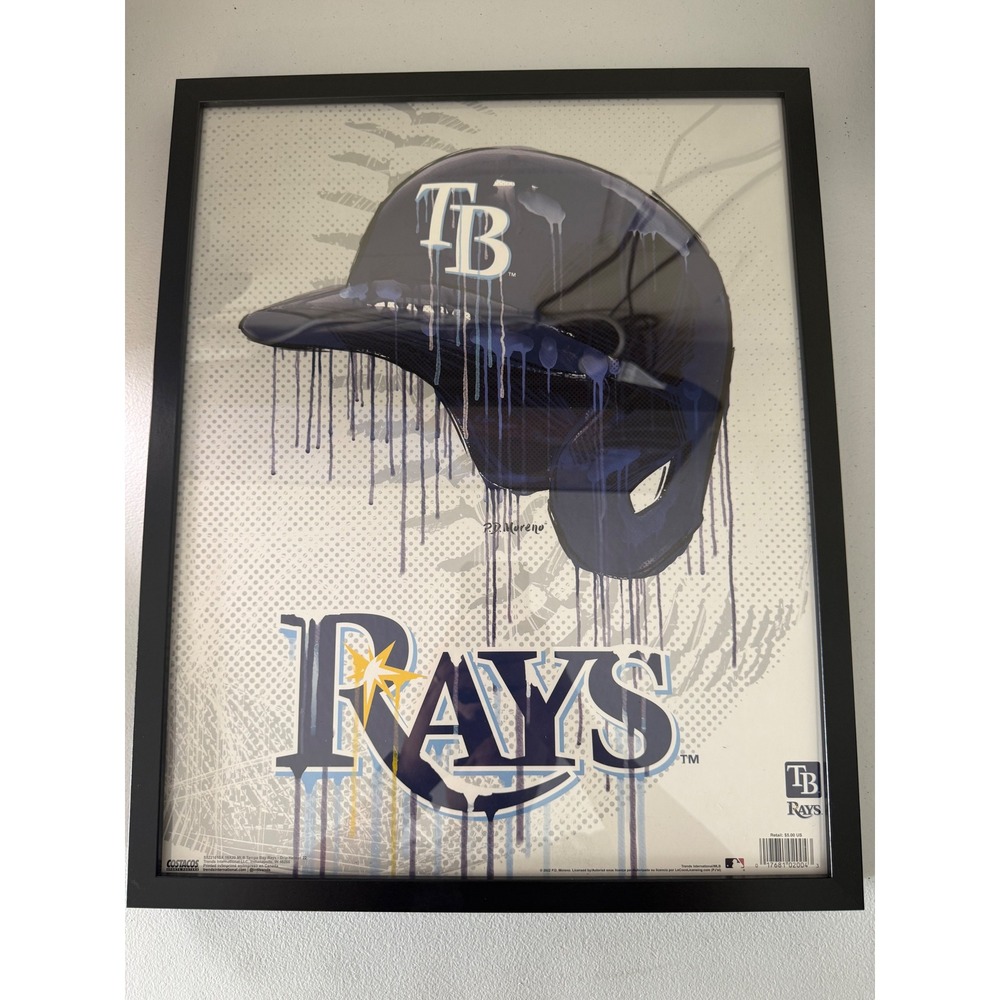 Tampa Bay Rays MLB Framed Poster P.D. Moreno Drip Art Baseball Wall Decor 24x36
